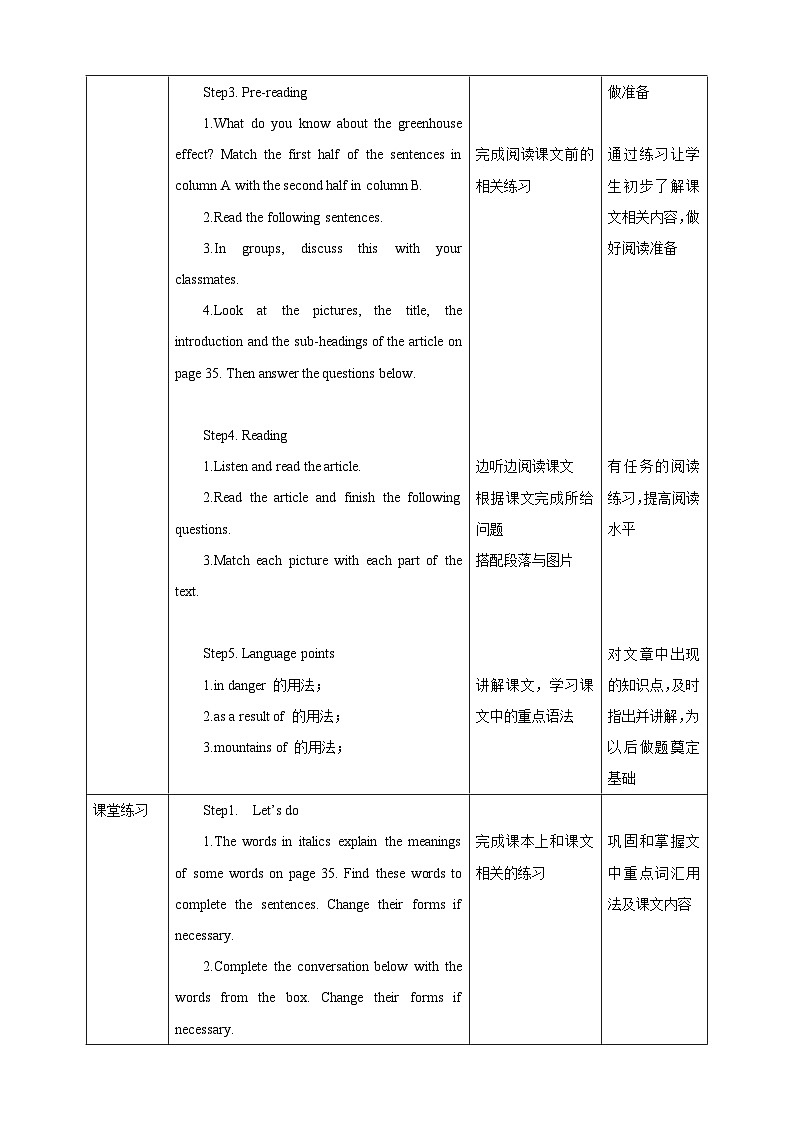 沪教牛津版(六三制)英语九下 Unit 3 The environment Period 1 Reading I 教案第2页