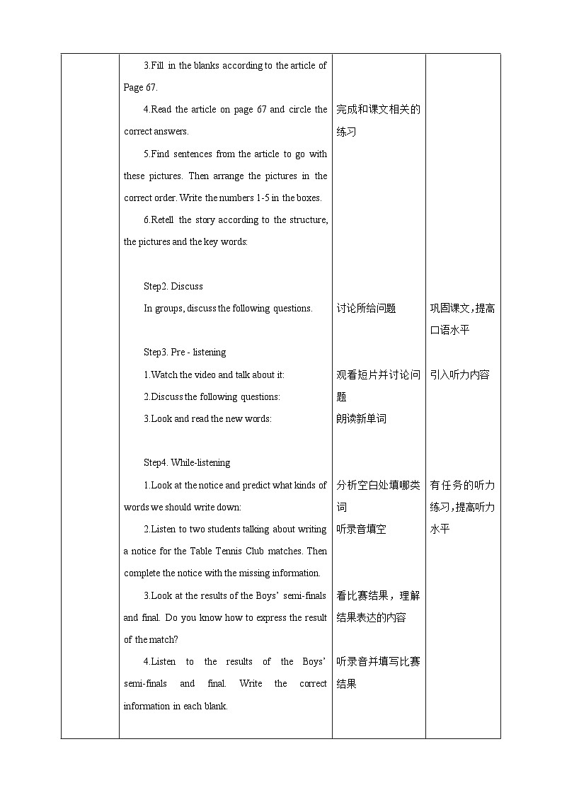 滬教牛津版(六三制)英語九下 Unit 5 Sport  Period 2 Reading II & Listening 教案第2頁