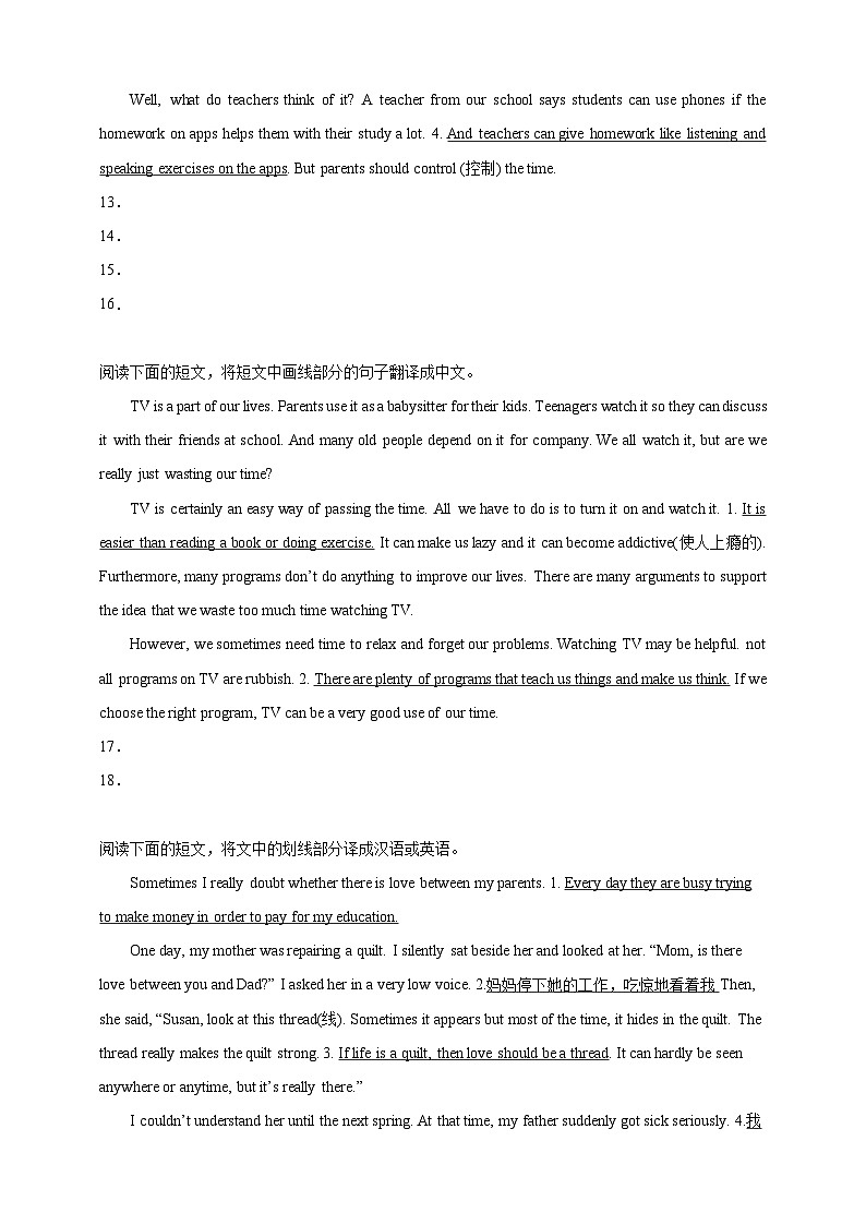【2025中考英语二轮复习 题型模拟训练】25 翻译(原卷版)第3页