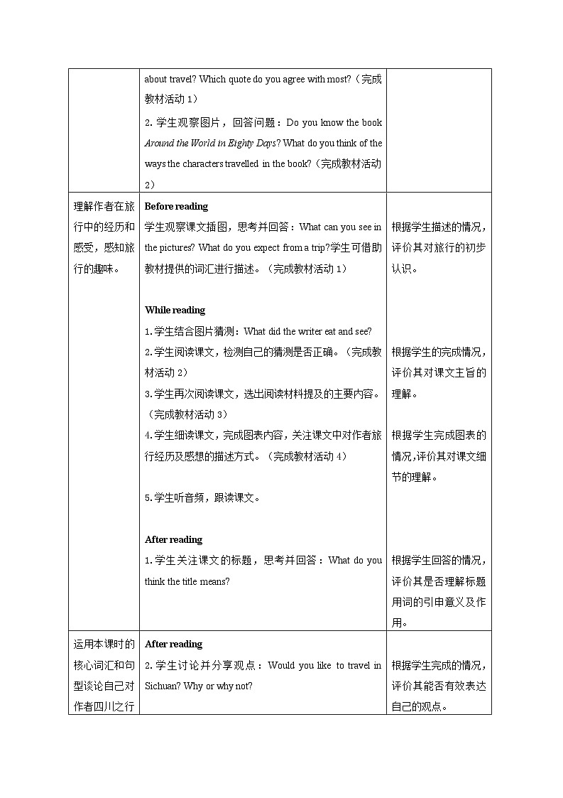 外研版(2024)七年级下册Unit 6 Hitting the road教学设计(6课时)(表格式)第2页