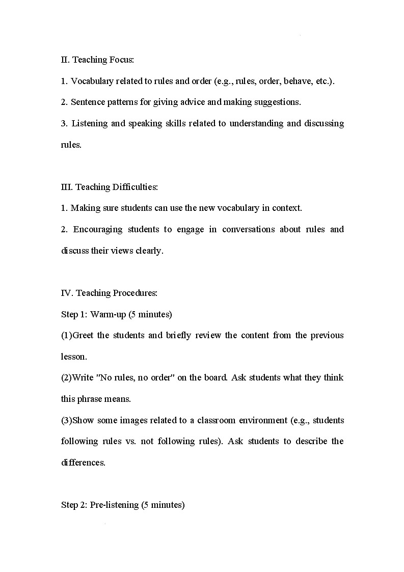 新人教版英语七年级下册 Unit 2 No Rules, No Order Section B 2a-2c教案第2页
