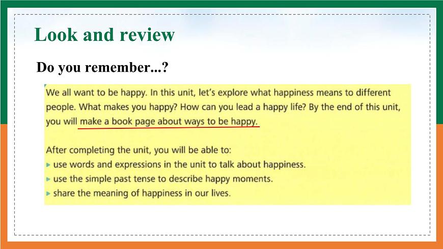 【公開課課件】Unit 1 The secrets of happiness Presenting ideas&Reflection 新教材2025外研版七下英語(yǔ)第5頁(yè)