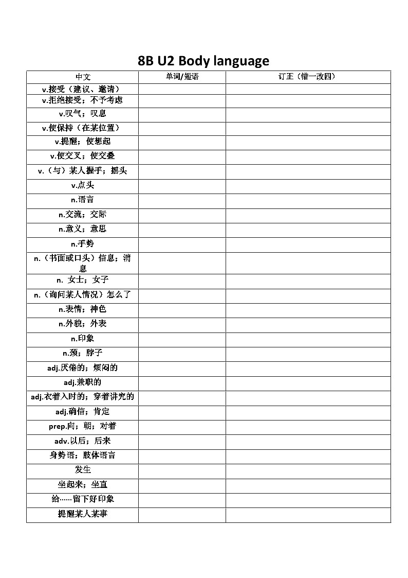 牛津深圳·广州版英语八(下)期末复习各单元词汇默写练习第2页