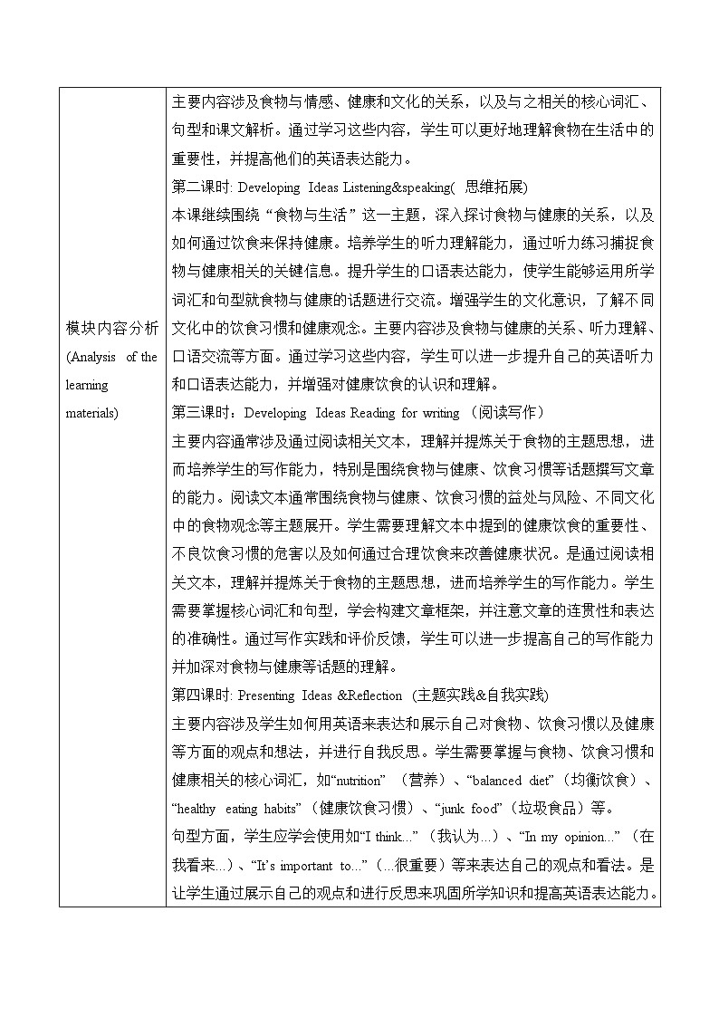 Unit 3 Food matters大单元教学设计第二课时Developing ideas Listening&speaking 2025春外研版七年级下册英语第2页