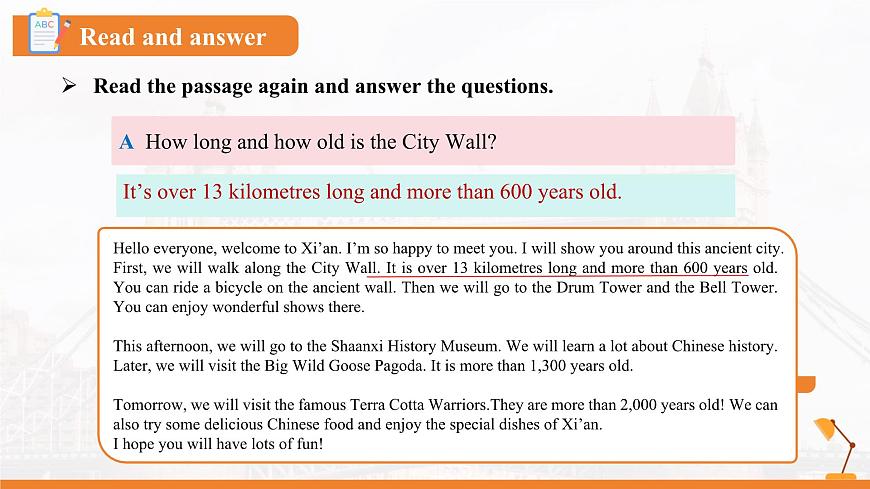 Unit 1 Lesson 3 A visit to xi'an  課件  冀教版（2024）七年級下冊第7頁