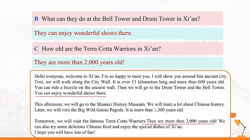 Unit 1 Lesson 3 A visit to xi'an  課件  冀教版（2024）七年級下冊第8頁