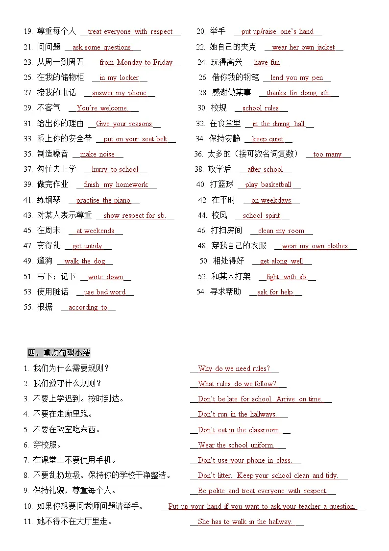 2025新人教版七年级下册英语 Unit 2知识点梳理及语法讲义(教师版)第3页