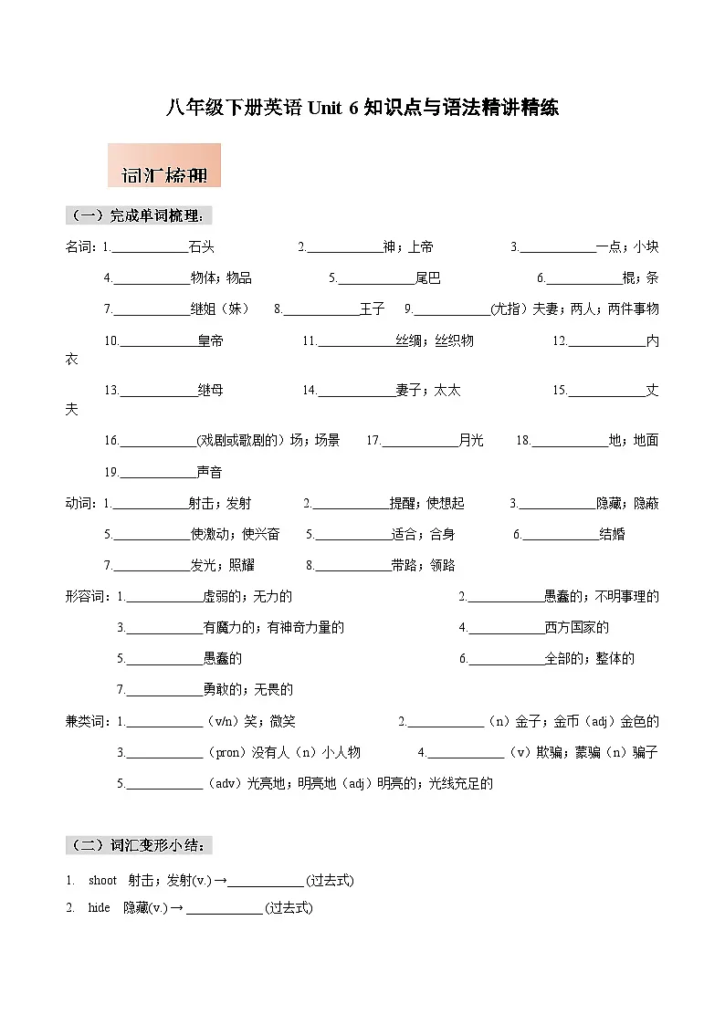 人教版八年级下册英语Unit 6知识点梳理及语法讲义(学生版)第1页