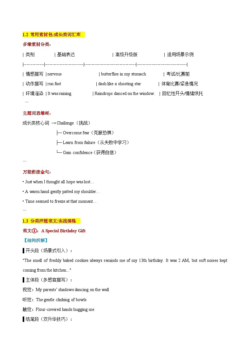01 个人经历类作文-2025年中考英语考前冲刺作文必背(模板、素材、分类押题范文)(通用版)(原卷版)第2页