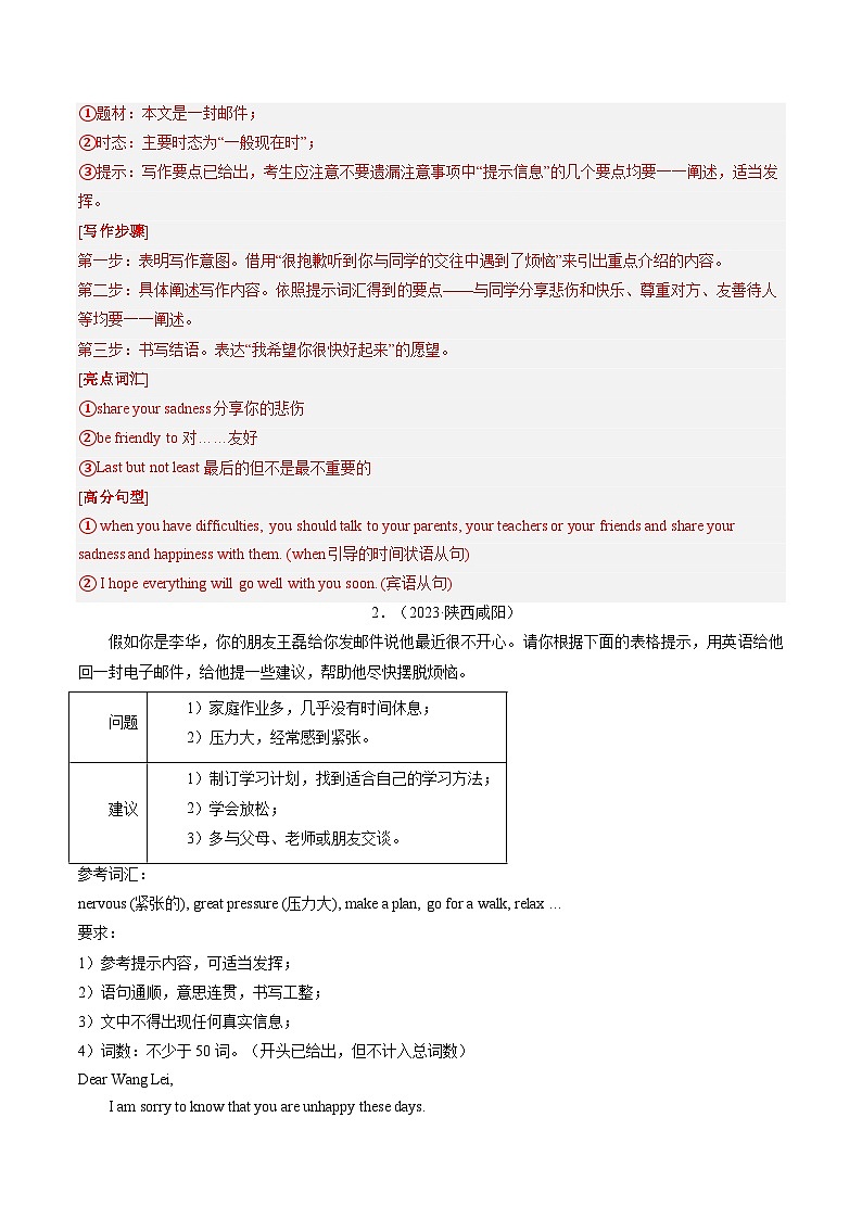 中考英语一轮复习题型训练第21讲 书面表达之建议信(练习)(解析版)第2页