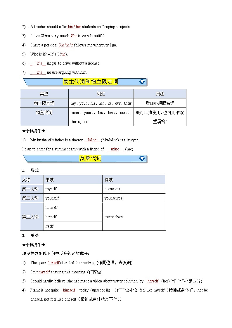 中考英语一轮复习知识梳理巩固练习专题07 代词和限定词(解析版)第2页