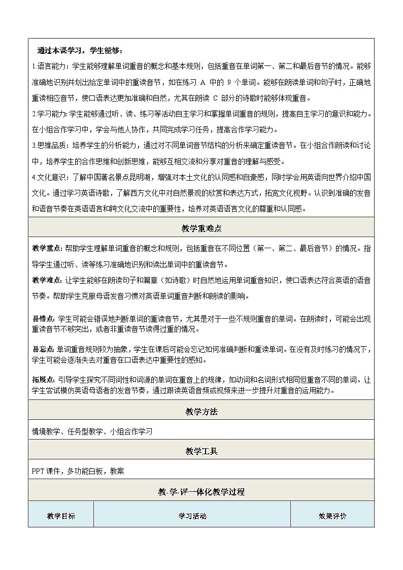 Unit3 My hometown 第4课时Pronunciation 教学设计-新译林七下第2页