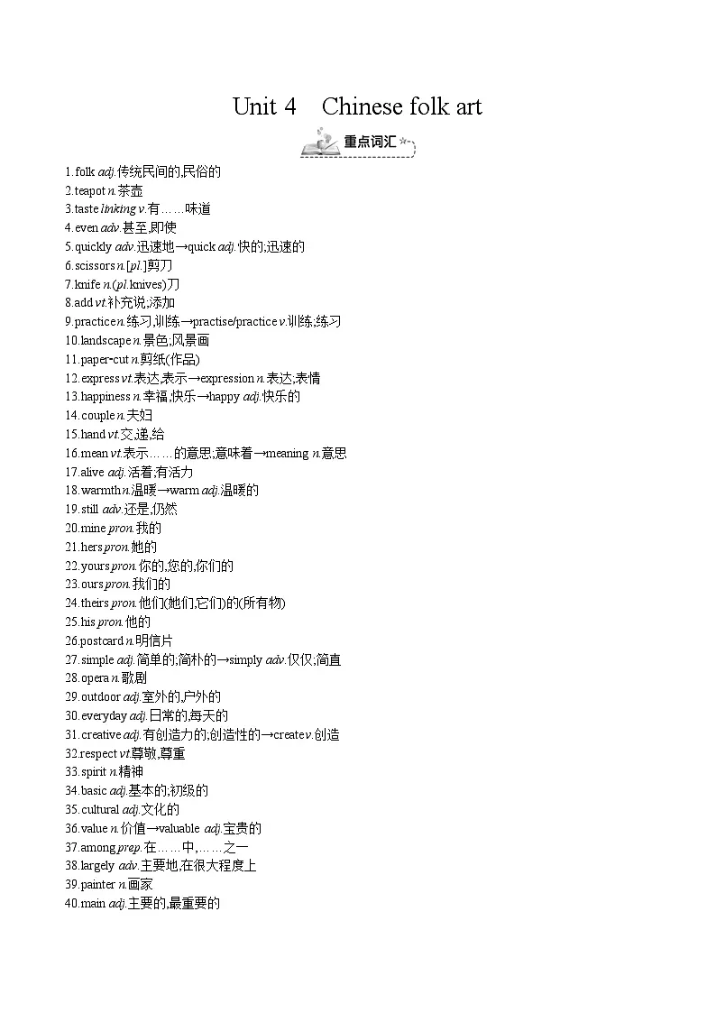 Unit 4 Chinese folk art第1页