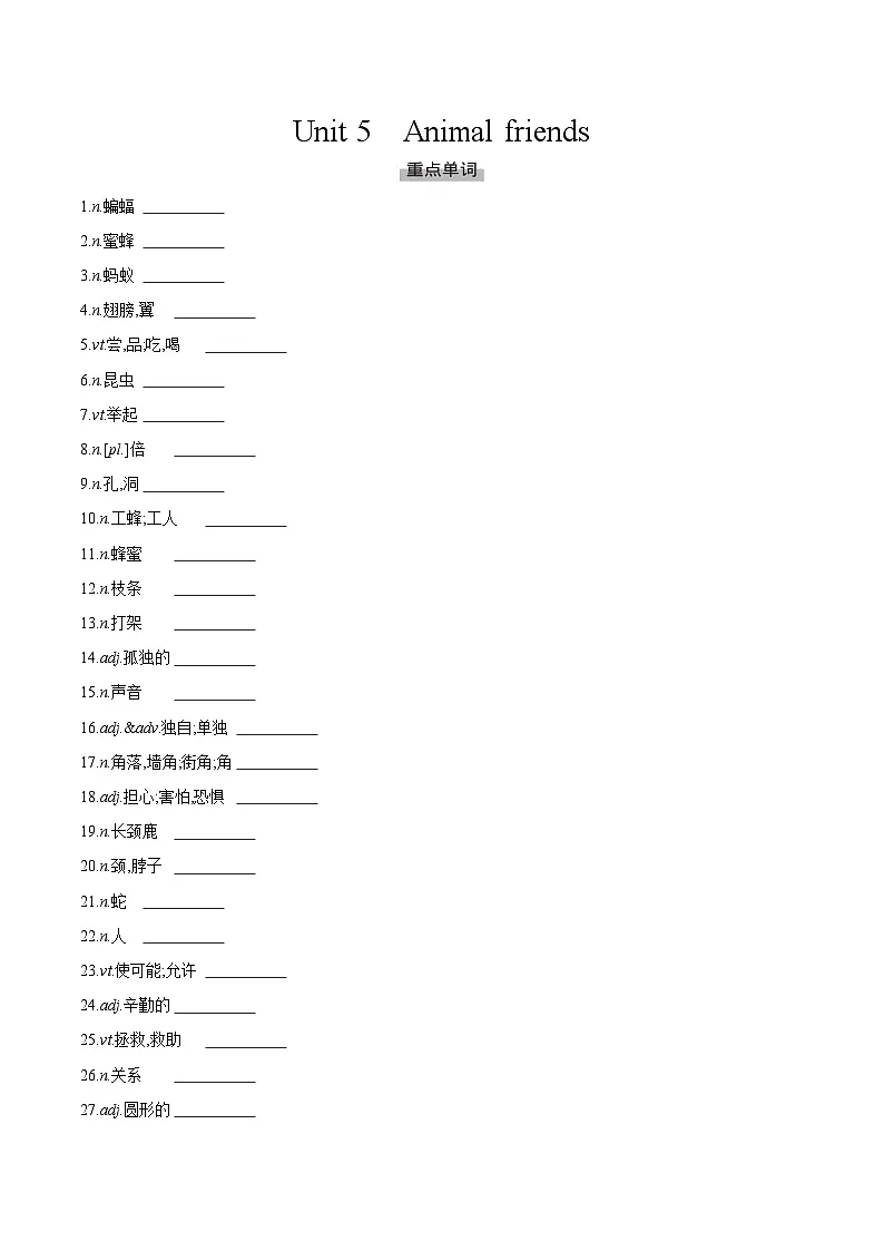 Unit 5 Animal friends第1页