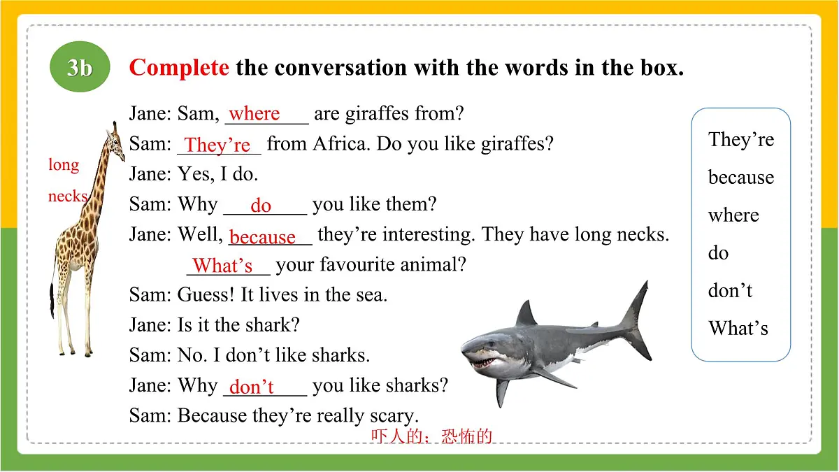 2024版人教版七年级英语下册Unit 1 Animal friends Section A Grammar Focus 同步课件第6页