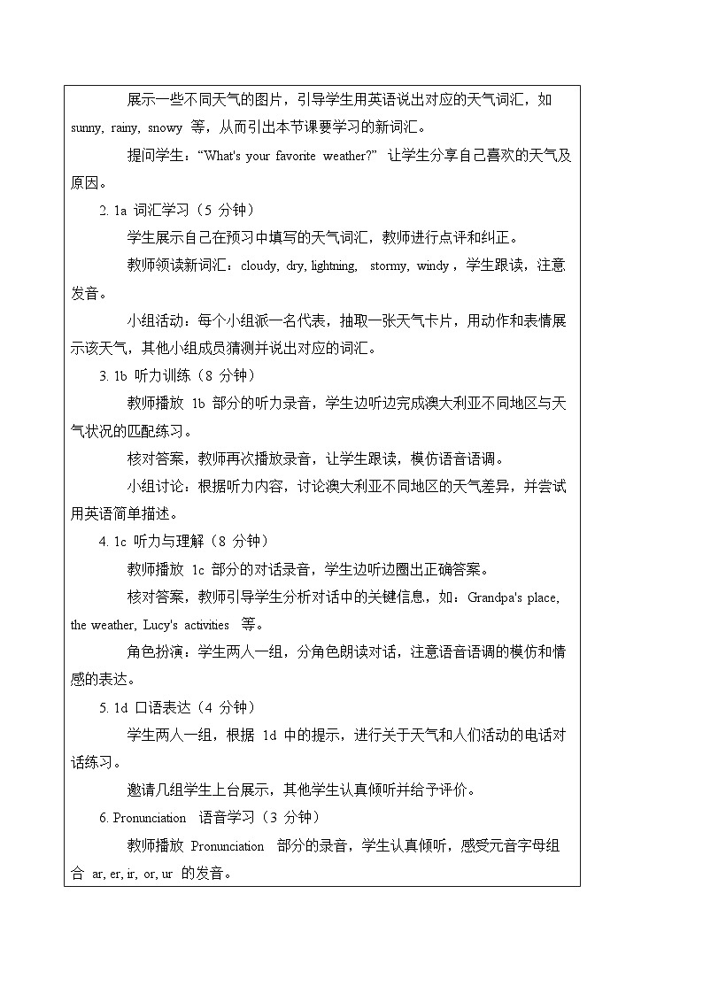 2024版人教版七年級(jí)下冊(cè) Unit 6 rain or shine導(dǎo)學(xué)案第2頁