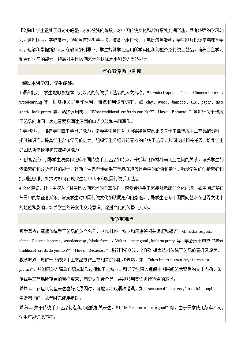 Unit4 Chinese folk art第1课时Welcome to the unit教学设计第2页
