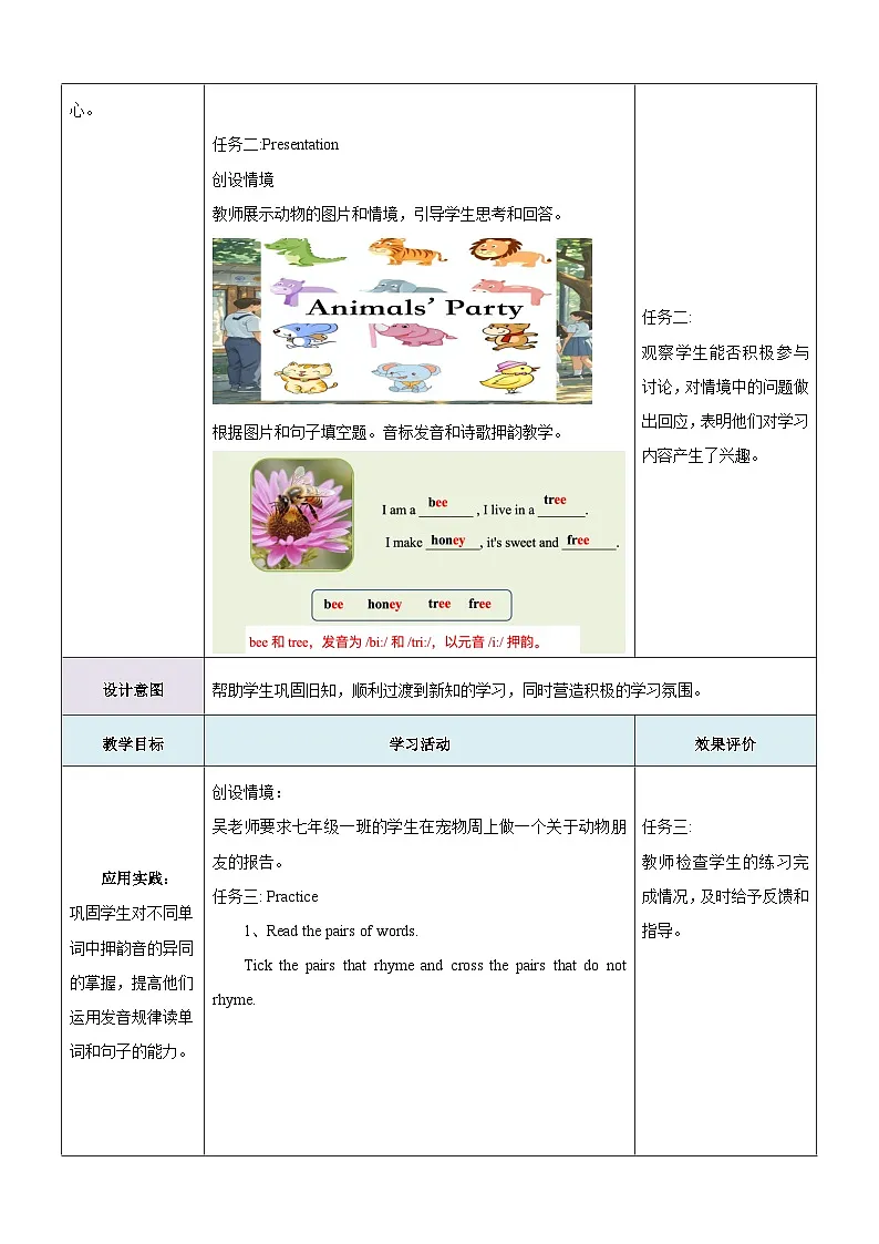 Unit5 Animal friends第4课时Pronunciation教学设计第3页