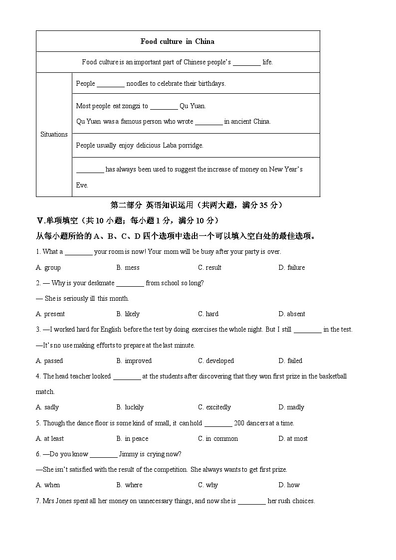 2025年安徽省芜湖市无为市中考一模英语试题(原卷版+解析版)第3页