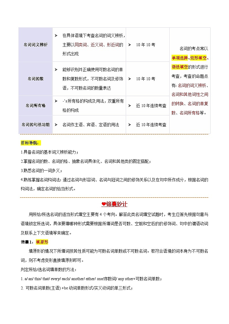 第01讲 名词(讲义)(解析版)第2页