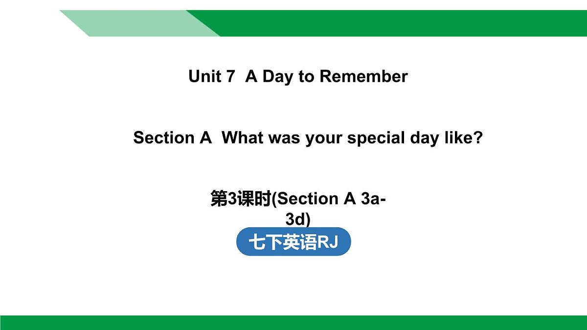 人教版2024七年级下册英语Unit 7 A Day to Remember (第3课时) Section A 3a-3d 课件第1页