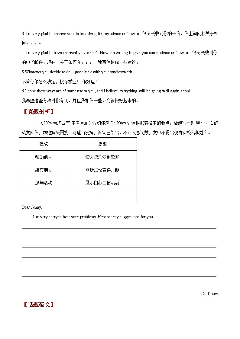 专题16 书信邮件类之建议信-【妙笔生花】2025年中考英语写作常考文体提分秘籍(原卷版)第2页