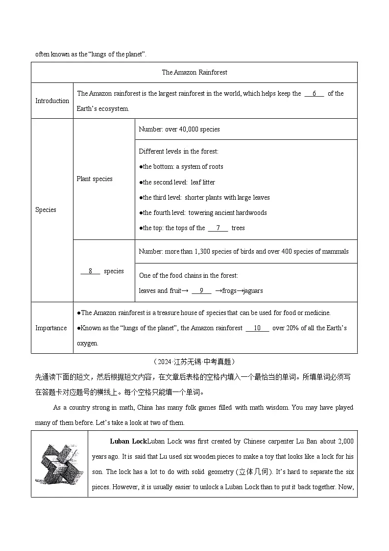 备战2025年中考英语真题分类汇编(全国通用)专题17任务型阅读考点3完成句子或表格(第01期)(学生版)第3页