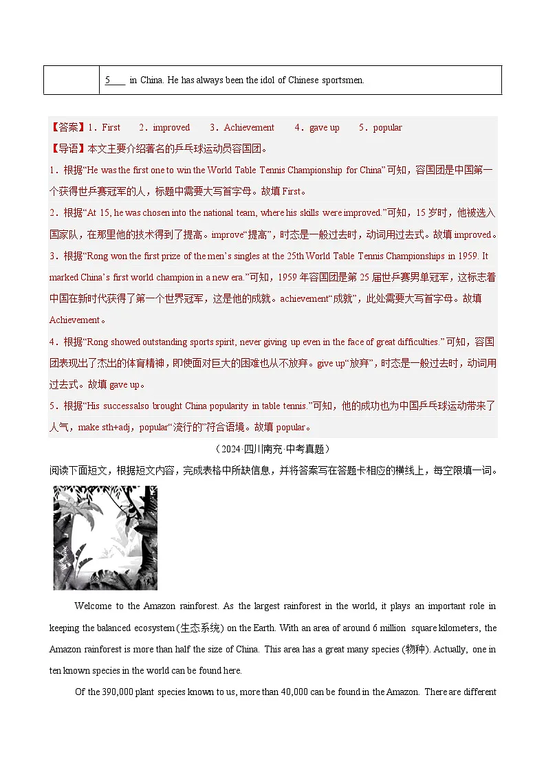 备战2025年中考英语真题分类汇编(全国通用)专题17任务型阅读考点3完成句子或表格(第01期)(教师版)第2页