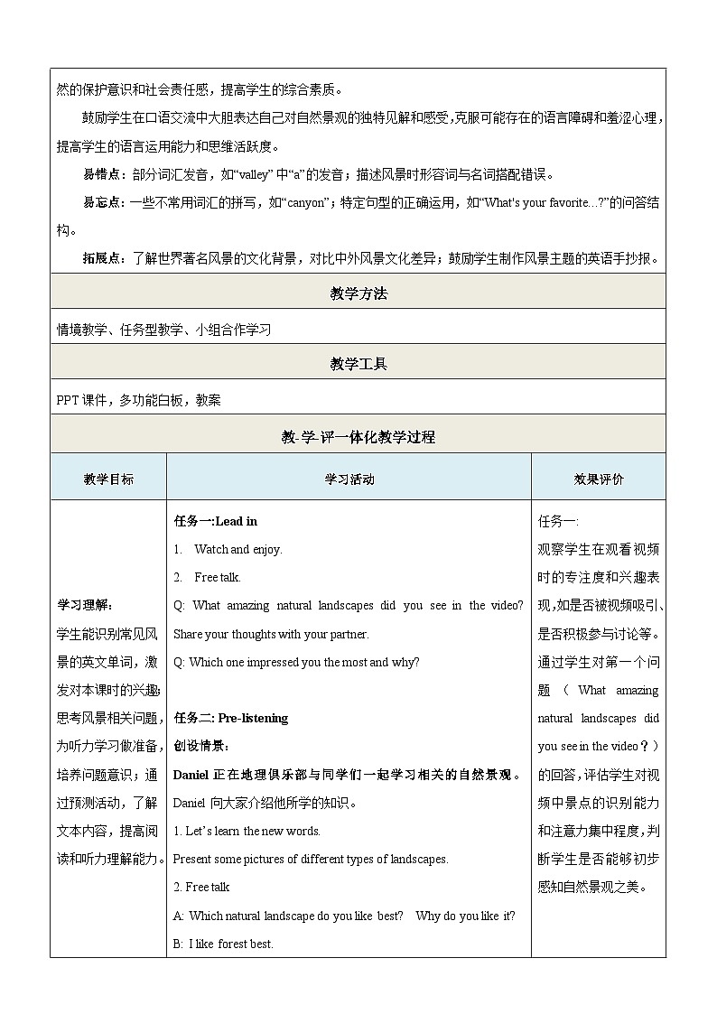 Unit6 Beautiful landscapes 第1课时Welcome to the unit教学设计第2页