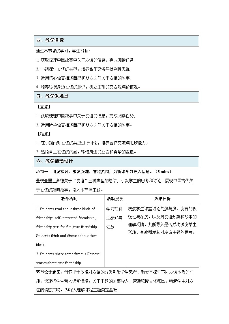 Unit 4 My friends Lesson 6 High mountains and flowing water教案 英语人教版(2024)新教材七年级下册第2页