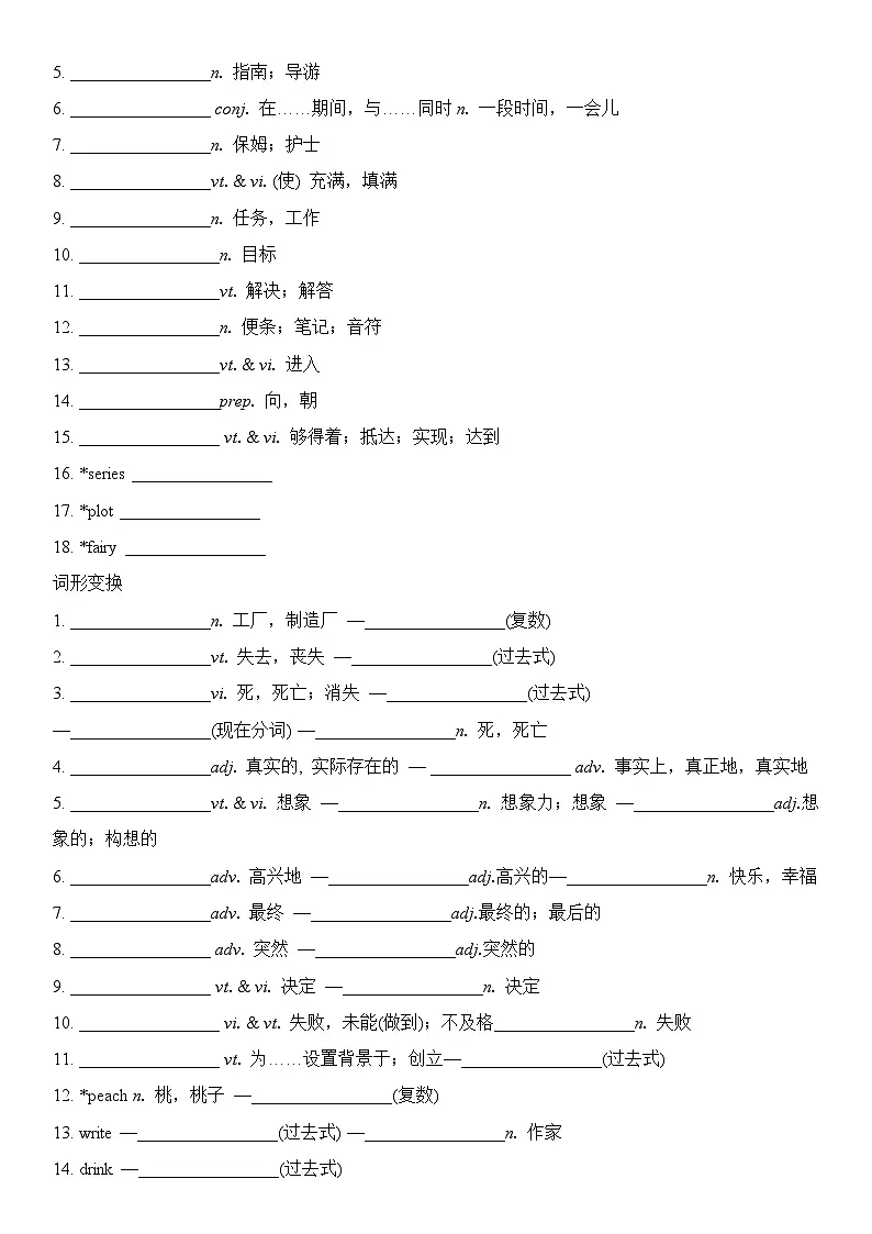 Unit 8 Wonderland默写过关-2024-2025学年译林版英七年级下册(练习)第3页