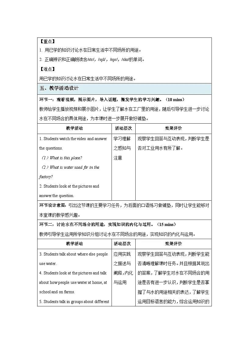 Unit 5 Water is life 第4课时 Speaking教案 英语沪教版(2024)七年级下册第2页