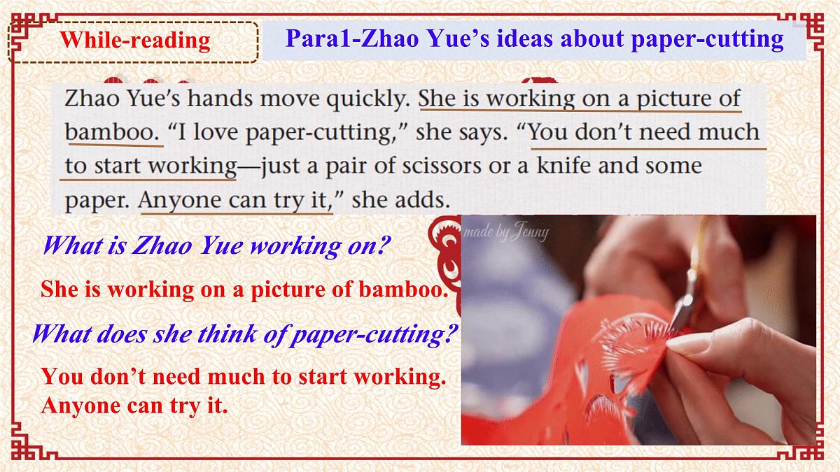 Unit4 Chinese folk art Reading 课件 2024-2025学年译林版七年级英语下册第7页