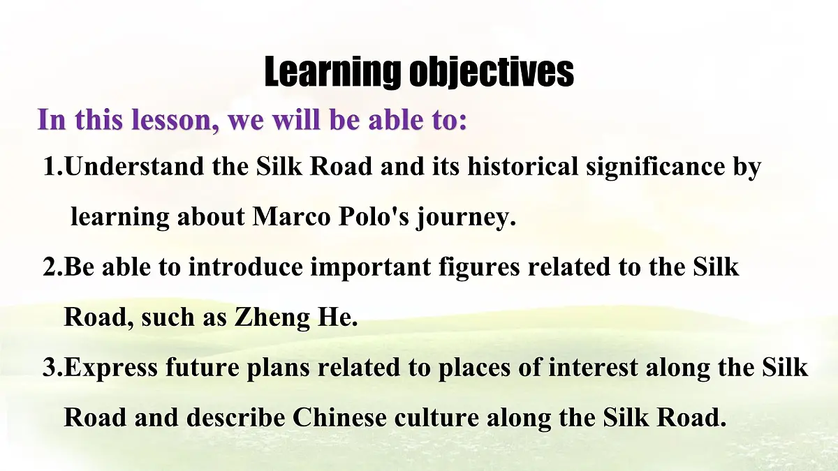 Unit 1 A trip to the Silk Road Lesson 6 Marco Polo and the Silk Road 课件 英语冀教版(2024)七年级下册第2页