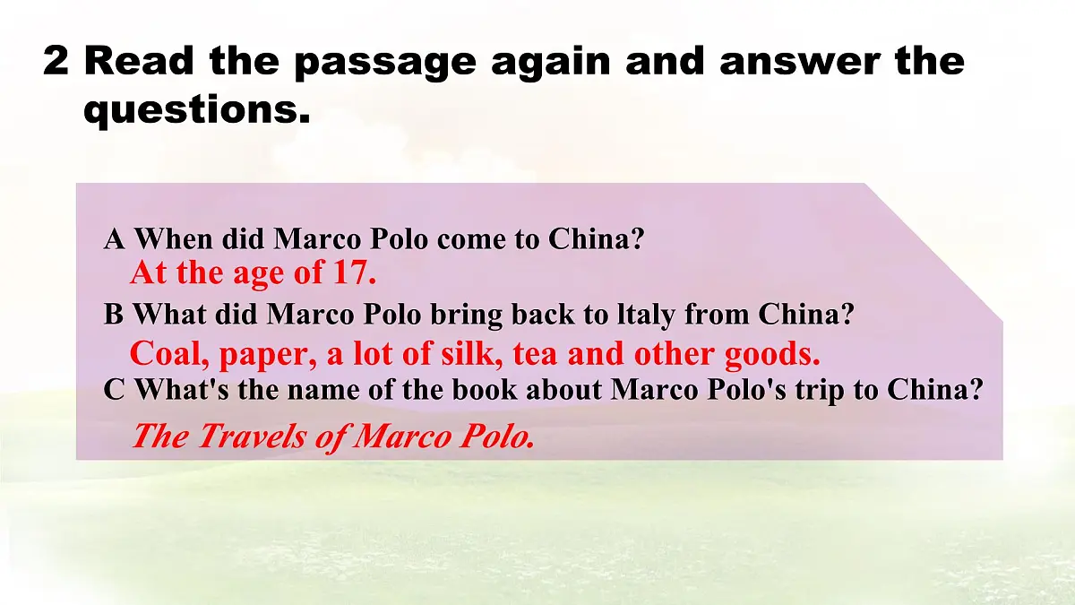 Unit 1 A trip to the Silk Road Lesson 6 Marco Polo and the Silk Road 课件 英语冀教版(2024)七年级下册第5页