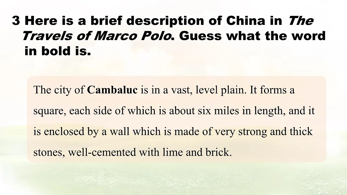 Unit 1 A trip to the Silk Road Lesson 6 Marco Polo and the Silk Road 课件 英语冀教版(2024)七年级下册第6页