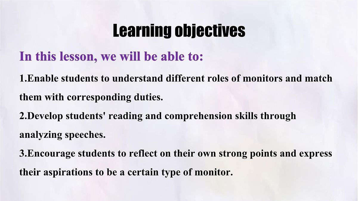 Unit 2 Lesson4 Running for monitor.课件 英语冀教版(2024)七年级下册第2页
