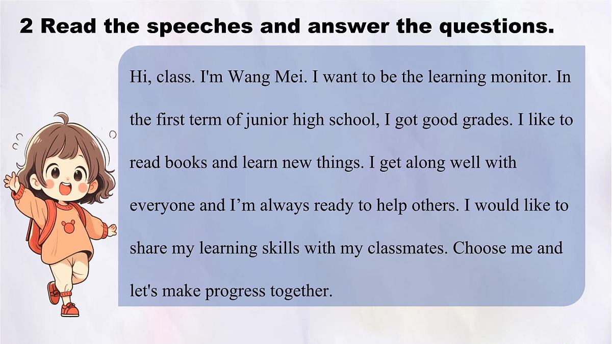 Unit 2 Lesson4 Running for monitor.课件 英语冀教版(2024)七年级下册第5页