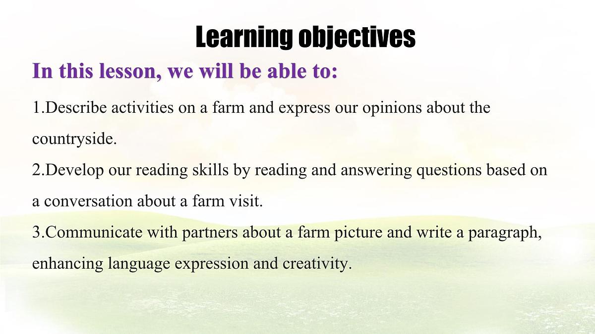 Unit 3 After-school activities Lesson 2 A visit to a farm 课件 英语冀教版(2024)七年级下册 (1)第2页
