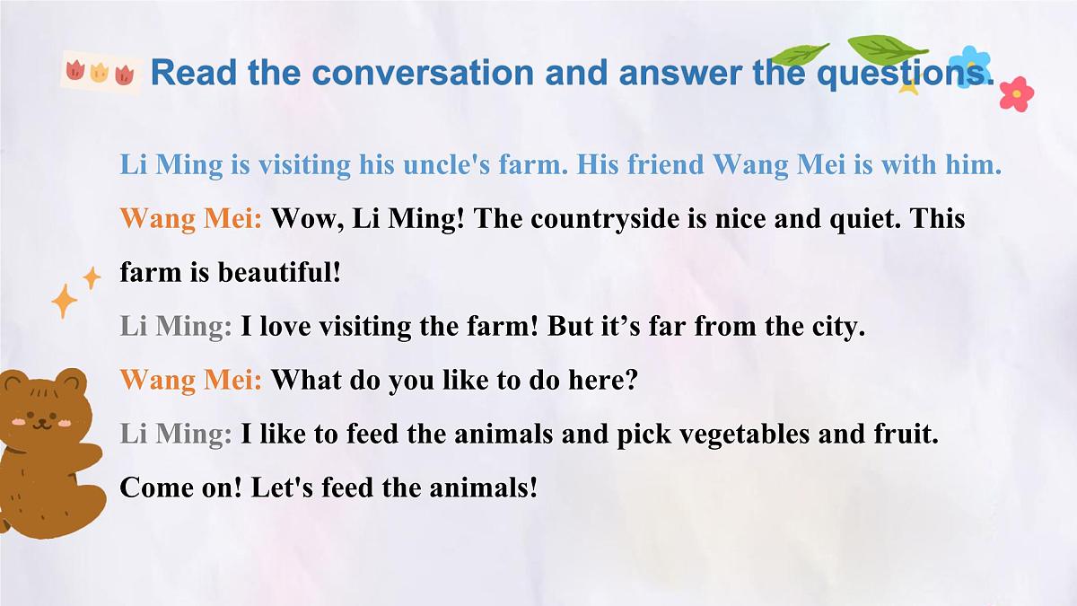 Unit 3 After-school activities Lesson 2 A visit to a farm 课件 英语冀教版(2024)七年级下册第8页