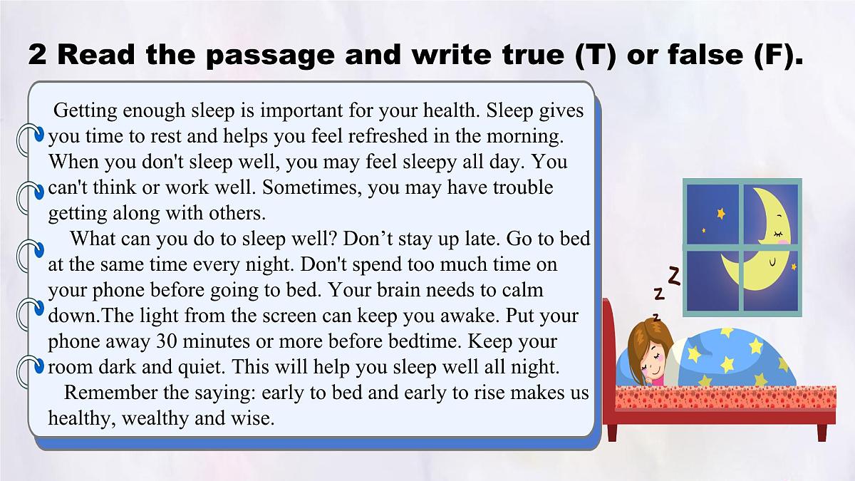 Unit 7 Lesson 3 Good sleep for good health课件 英语冀教版(2024)七年级下册第5页