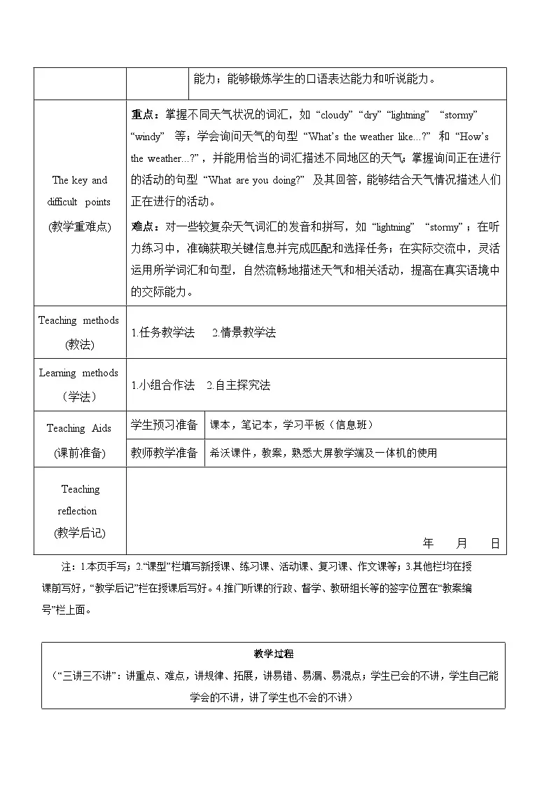 人教版(2024)七年级下册英语Unit 6 Rain or Shine 教案第3页