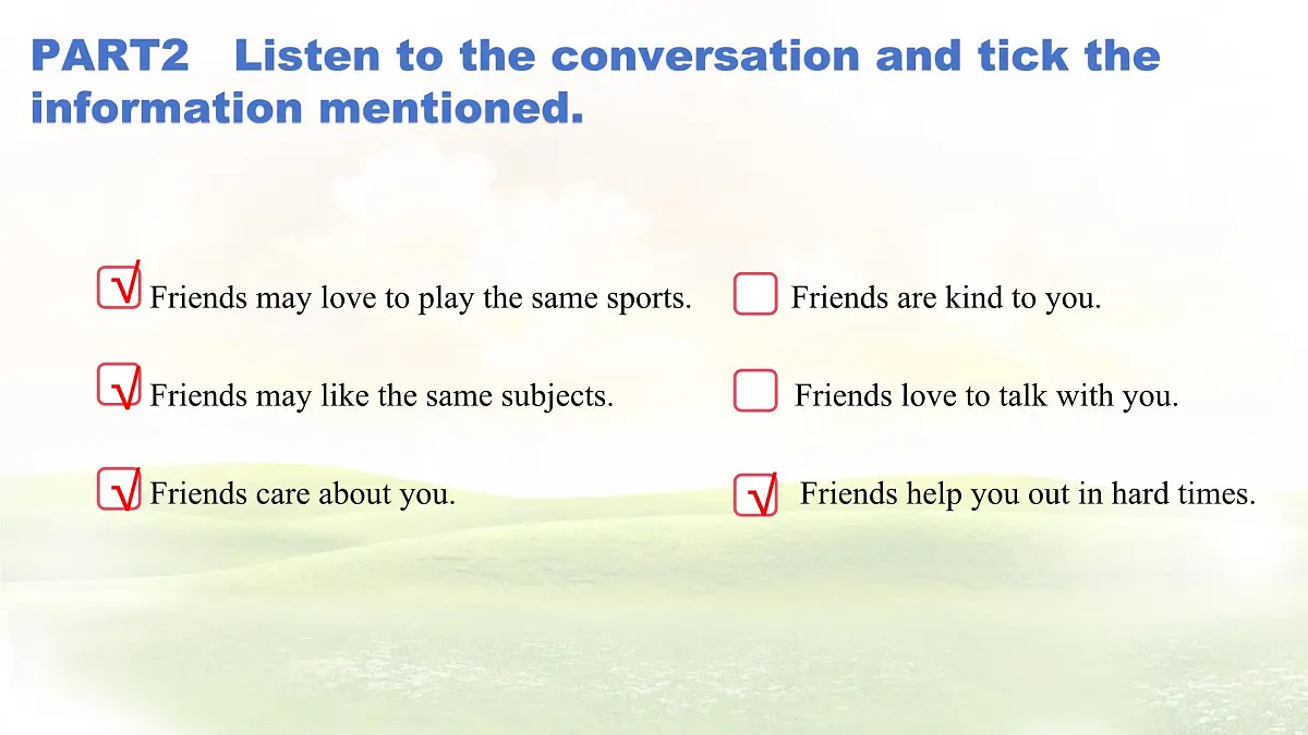 Unit 4 My friends Lesson 1 What is a friend课件 英语冀教版(2024)七年级下册第6页