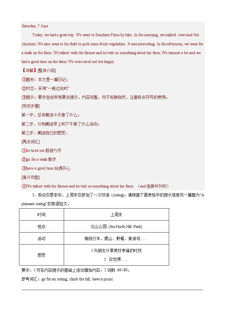 Unit 7 Outdoor fun 单元话题满分范文必背(写作词汇+满分范文)(解析版)第3页