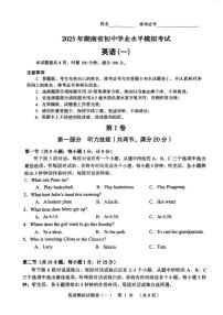 2025年湖南省常德市九年级下学期三模英语试题（中考模拟）