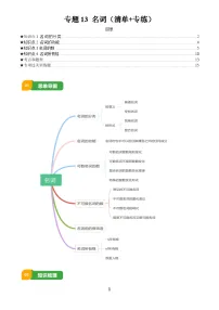 2025年中考英语专项复习讲义专题13 名词(清单+专练)(原卷版)