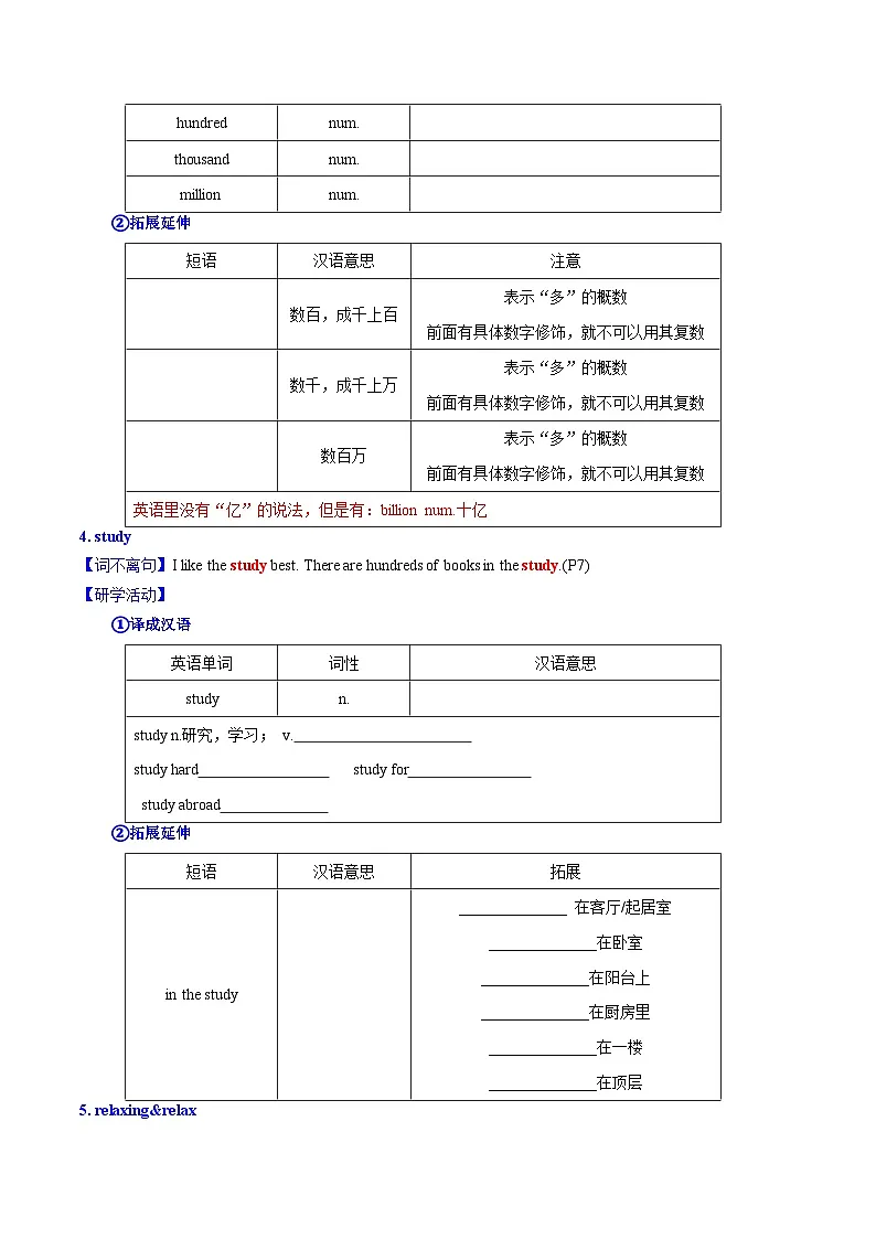 Unit 1 Home 词汇篇&句型篇(“学”&“练”)(原卷版)第3页