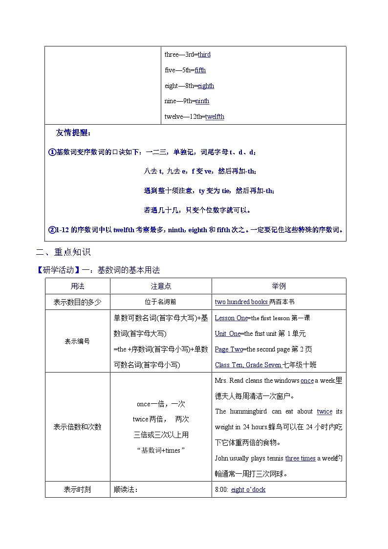 Unit 1 Home Unit 1 Home 语法篇(数词)(“学”&“练”)(解析版)第3页