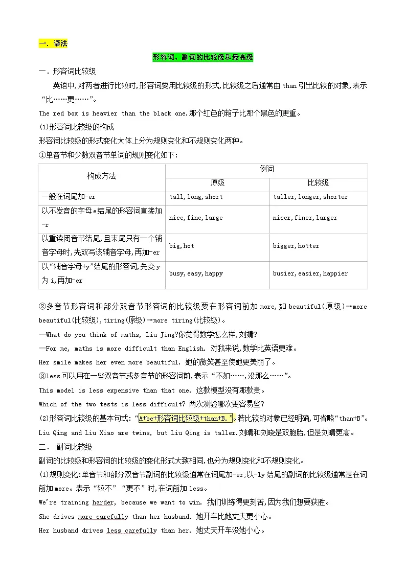 外研版2025年七年级英语下学期期末总复习(知识梳理)考点清单02Unit4-6重点语法、书面表达归纳(教师版)第3页