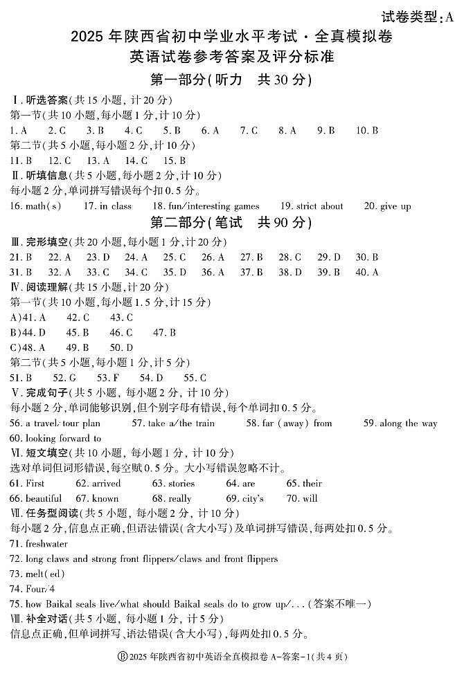 英语答案第1页